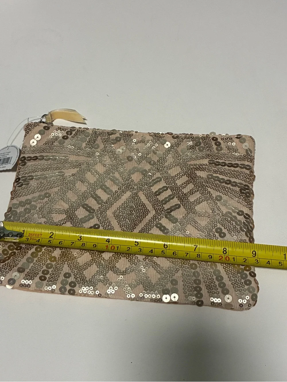 Sequin Embellished Beige Cosmetic pouch NWT
